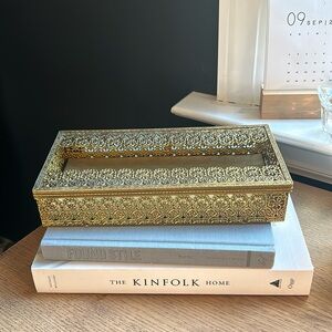Vintage Gold Filigree Tissue Box